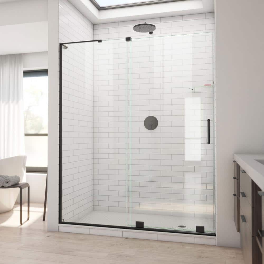 Mirage-X 56-60 inch Satin Black Frameless Sliding Shower Door