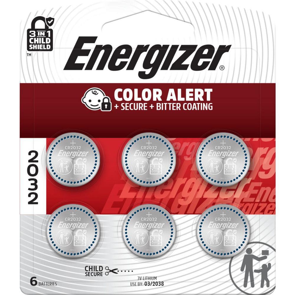 Energizer 2032 Batteries (6-Pack), 3V Lithium Coin Batteries