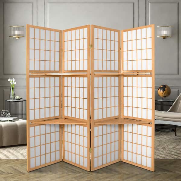 6 ft Natural 4-Panel Room Divider