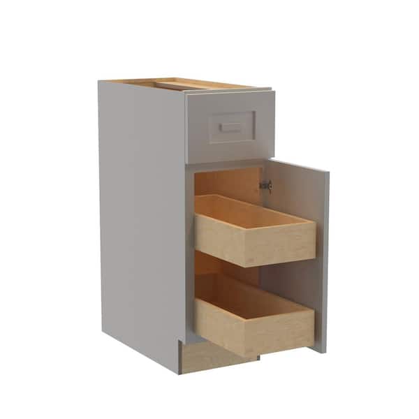 Home Decorators Collection Grayson 12 in. W x 24 in. D x 34.5 in. H Assembled Plywood Base Kitchen Cabinet in Pearl Gray with 2ROT Soft Close RH