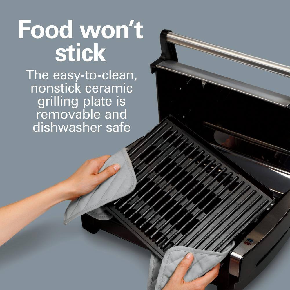 Stainless Steel Electric Indoor Searing Grill with Viewing Window