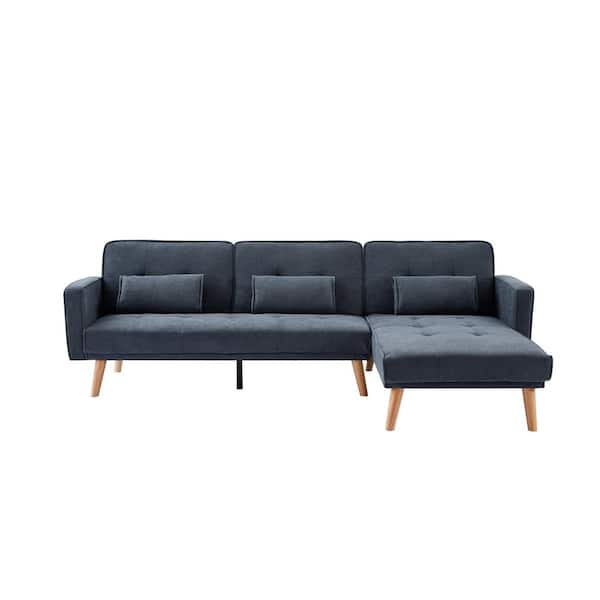 Unbranded 94.5 in. W Square Arm 2-Piece Linen L-Shaped Sectional Sofa in Gray