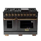 Gemstone 48 in. 6.7 cu. ft. 8 Burners Propane Gas Range with Two Ovens - One Convection - in Titanium Stainless Steel