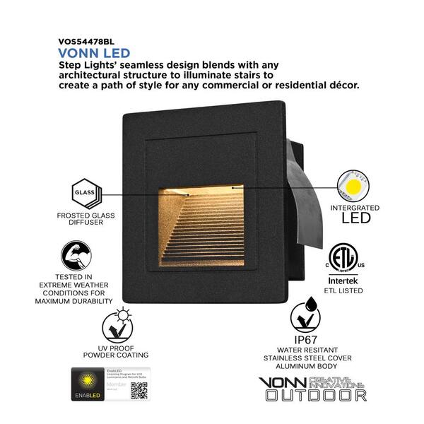 VONN Lighting VONN Outdoor 6-Watt Matte Black Low Voltage Hardwired Integrated LED Path Light