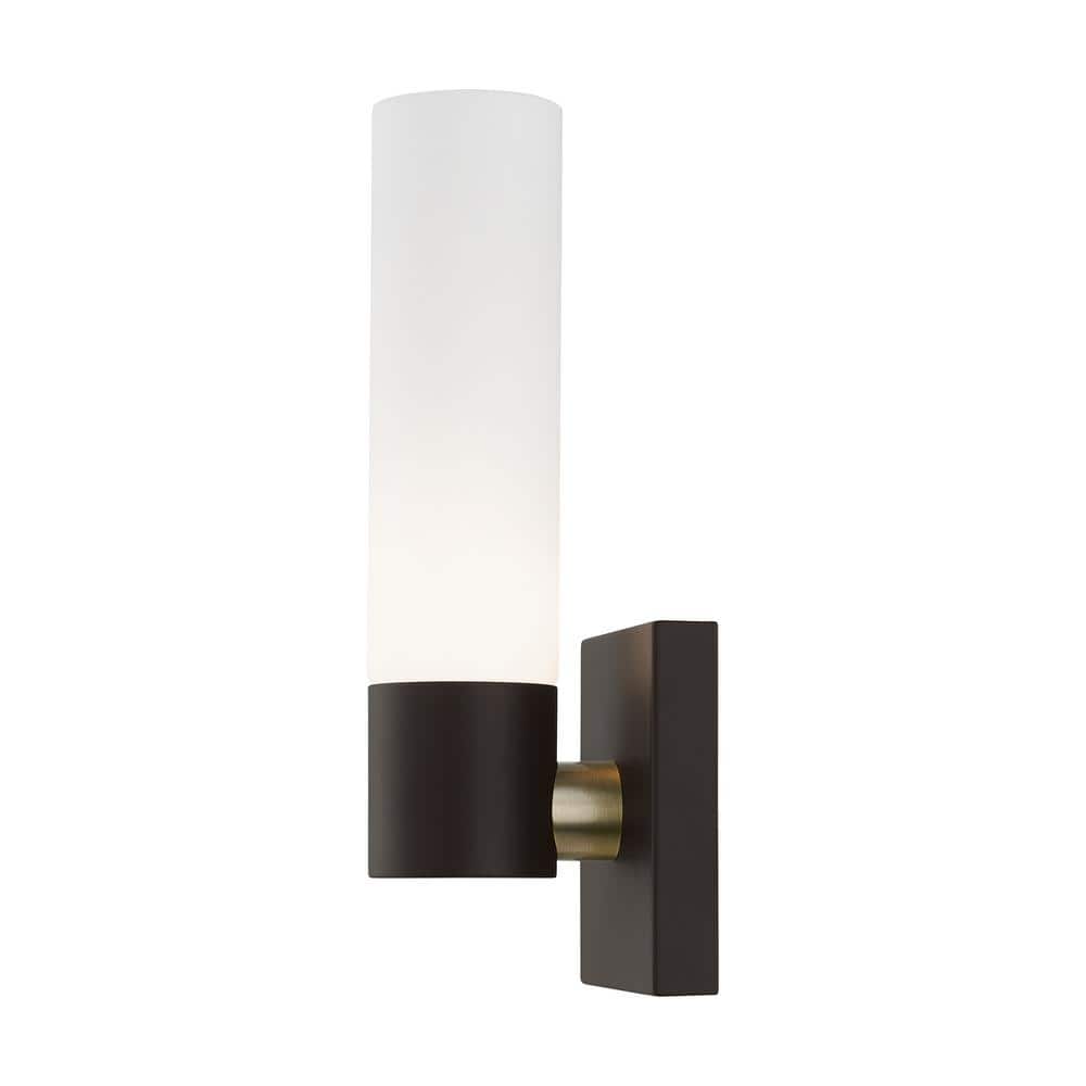 Aero Cylinder Sconce in Antique Brass and Bronze Finish