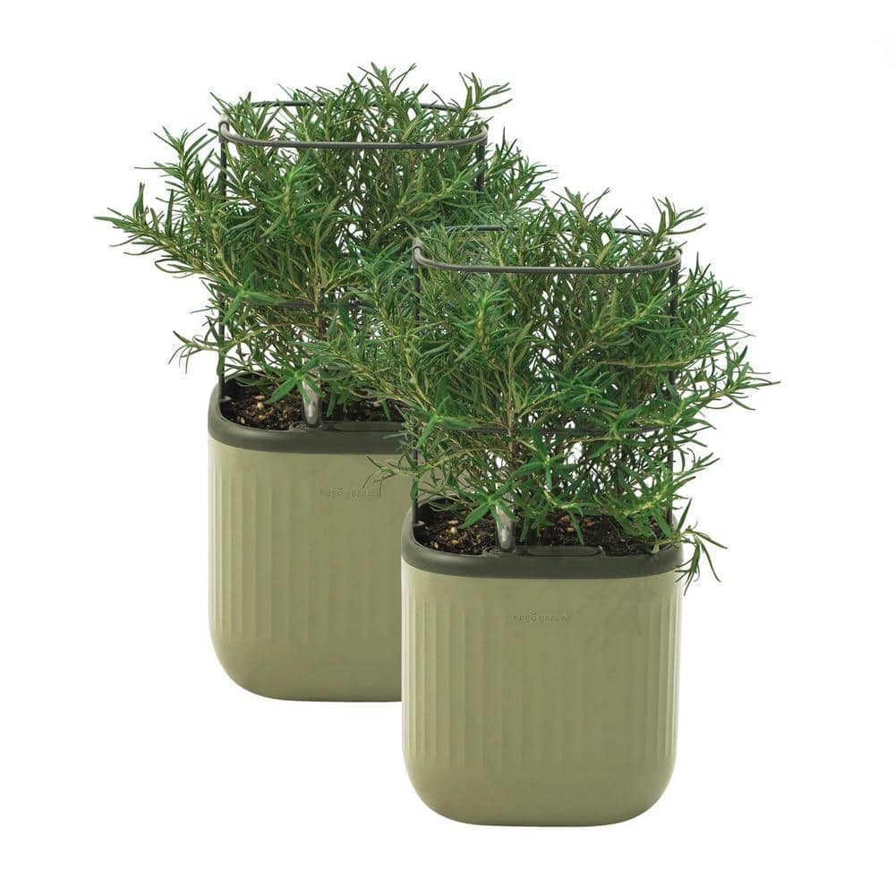 Sage Green Recycled Plastic Self-Watering Planter Pots with Trellis, 2 Pack