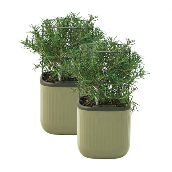 vego garden Mini Planter Box Recyclable Plastic with Trellis Self-Watering Raised Garden Bed, Sage Green (2-Pack)