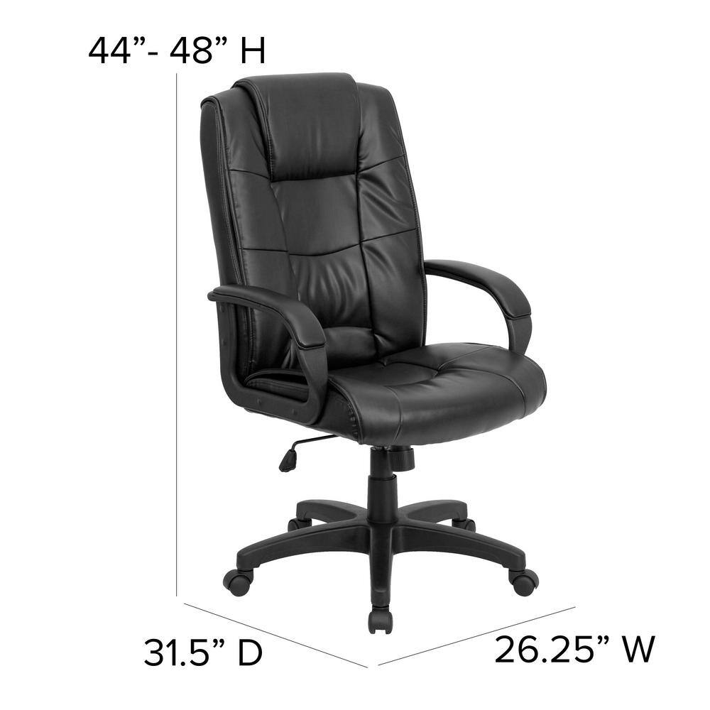 Executive High-Back LeatherSoft Swivel Chair with Lumbar Support, Black