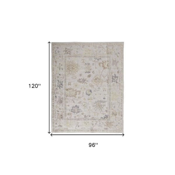 8 ft. x 10 ft. Tan, Ivory Floral Area Rug