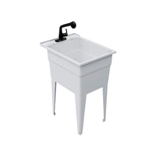 Rugged Tub 18 in. x 24 in. Polypropylene Granite Laundry Sink, White with Grey Specs N52G-1