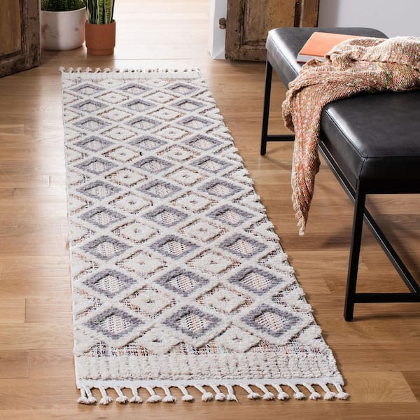 Marrakesh 2 ft. x 10 ft. Gray/Multi Diamond High-Low Runner Rug