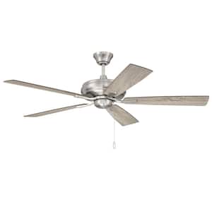 Eos 52 in. Indoor Dual Mount 3-Speed Brushed Polished Nickel Ceiling Fan with Driftwood/Walnut Reversible Blades