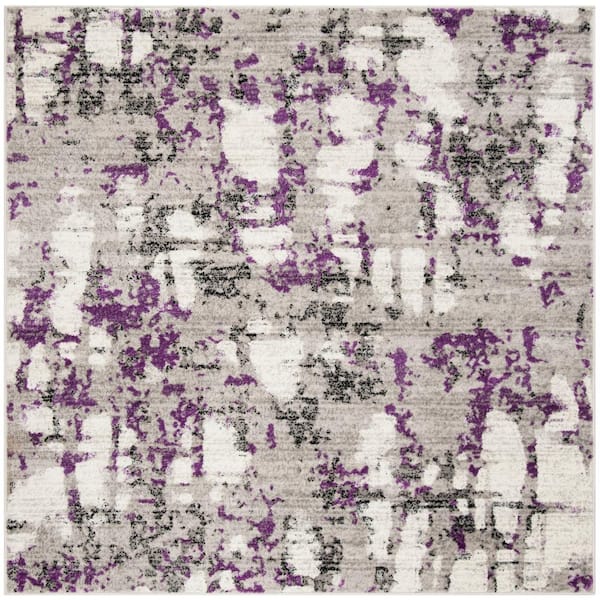 SAFAVIEH Skyler Gray/Purple 8 ft. x 8 ft. Square Geometric Area Rug