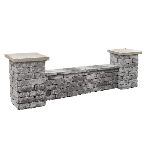 19.75 in. x 110.25 in. x 31.5 in. Charcoal Blend Outdoor Weathered Concrete Seat Wall