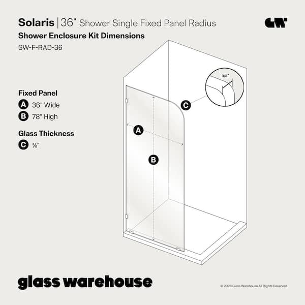 Glass Warehouse 36 in. W x 78 in. H Single Panel Radius Fixed