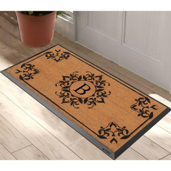 A1 Home Collections A1hc Natural Beige 24 in x 38 in Rubber and Coir Low Profile, Outdoor Entrance Durable Doormats