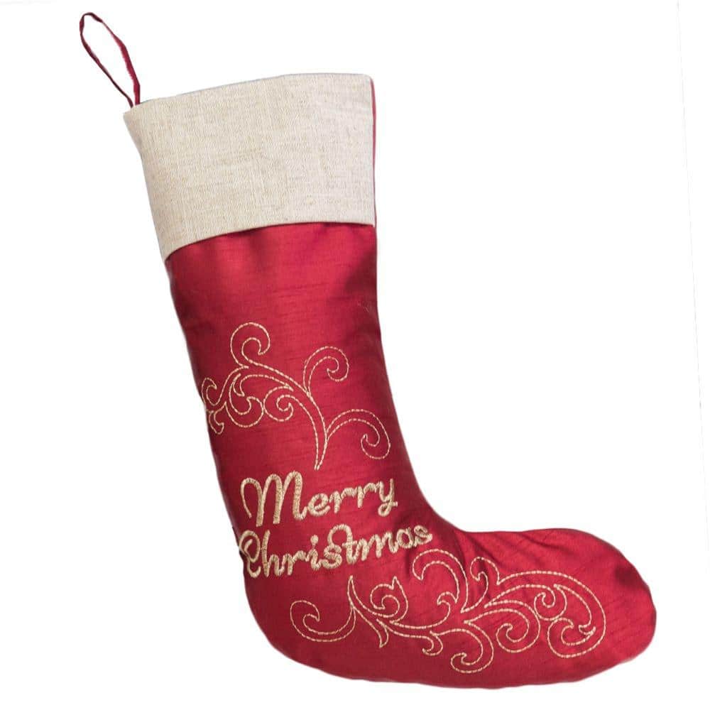 20 in. Red Polyester Merry Christmas Stocking with Stitched Accents price history on PriceWatchPro