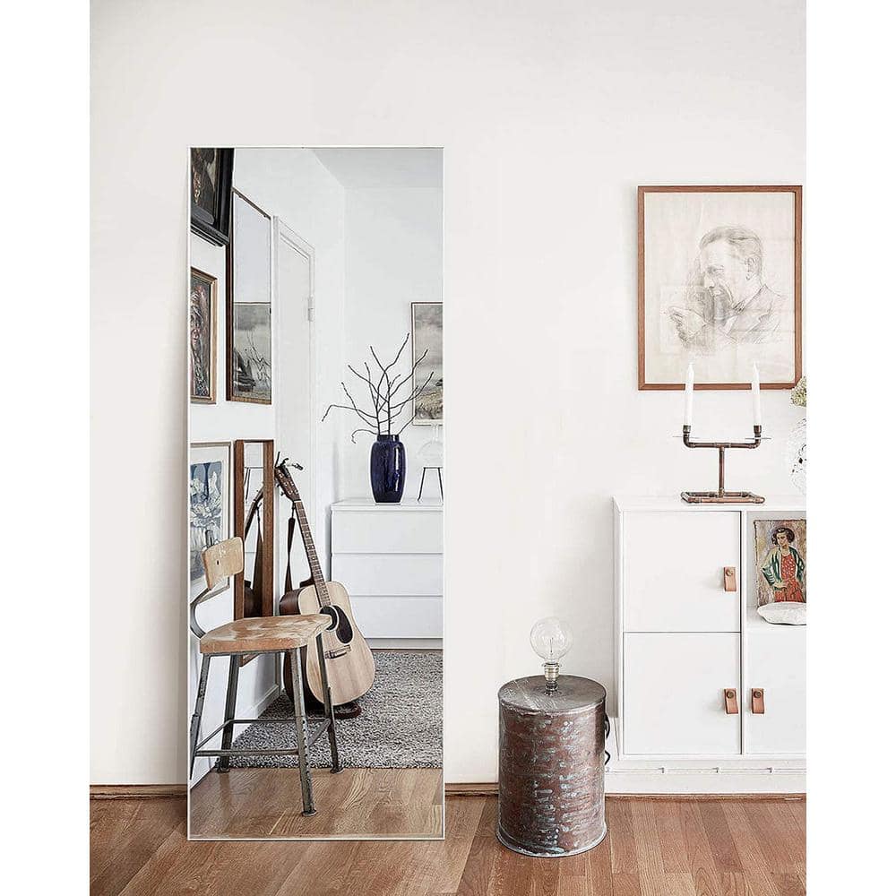 22 in. W x 65 in. H Rectangle Silver Frame Full Length Mirror D ...
