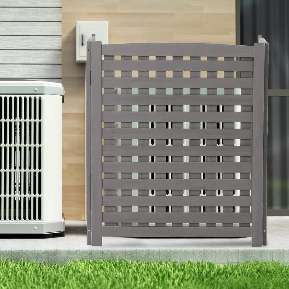 Gray Cedar 3-Panel Privacy Fence Screen for AC Unit