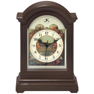 Brown Plastic Grandfather-Style Tabletop Clock