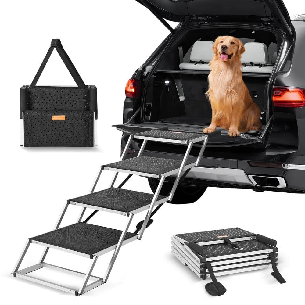 Black Aluminum 4-Step Folding Dog Car Ramp