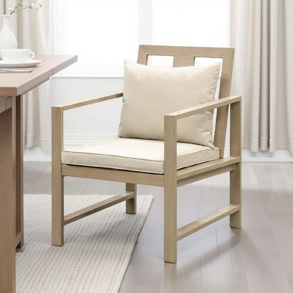 Beli Natural Brown Aluminum Outdoor Lounge Armchair with Beige Cushion (2-Pack)