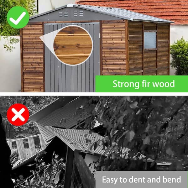 8 ft. W x 8 ft. D Iron-Wood Combination Tool Shed, Outdoor Storage