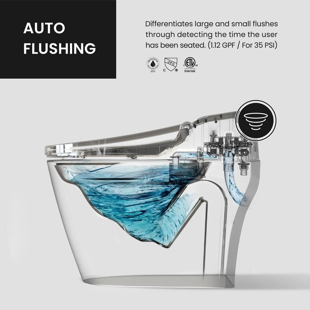 Elongated White Porcelain Smart Bidet Toilet with Heated Seat