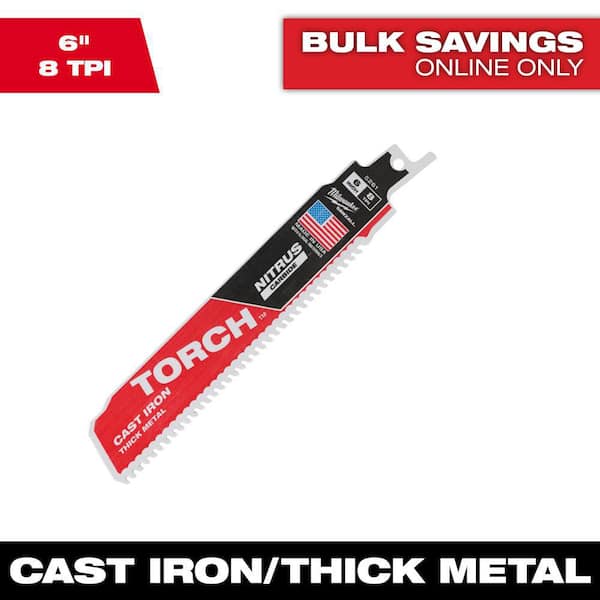 6 in. 8 TPI TORCH Nitrus Carbide Teeth Metal Cutting SAWZALL Reciprocating Saw Blade
