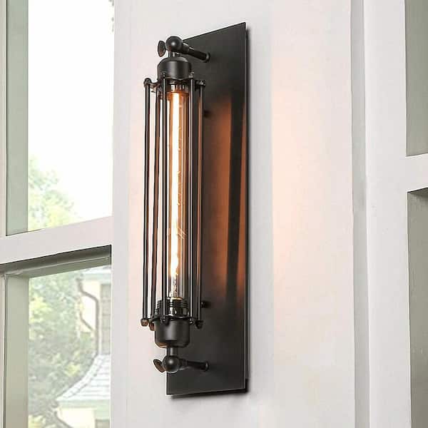 4 in. 1-Light Black Industrial Wall Sconce Retro Wrought Iron Wall Light Fixtures for Indoor Wall Decor(2-Pack)