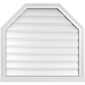 32" x 30" Octagonal Top Surface Mount PVC Gable Vent: Functional with Brickmould Sill Frame
