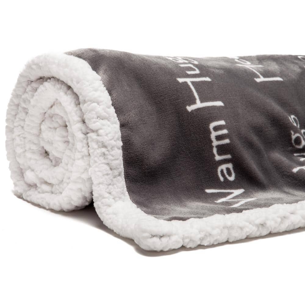 Gray Reversible Faux Fur and Sherpa Electric Throw Blanket