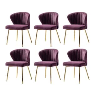 Olinto Purple Side Chair with Metal Legs Set of 6