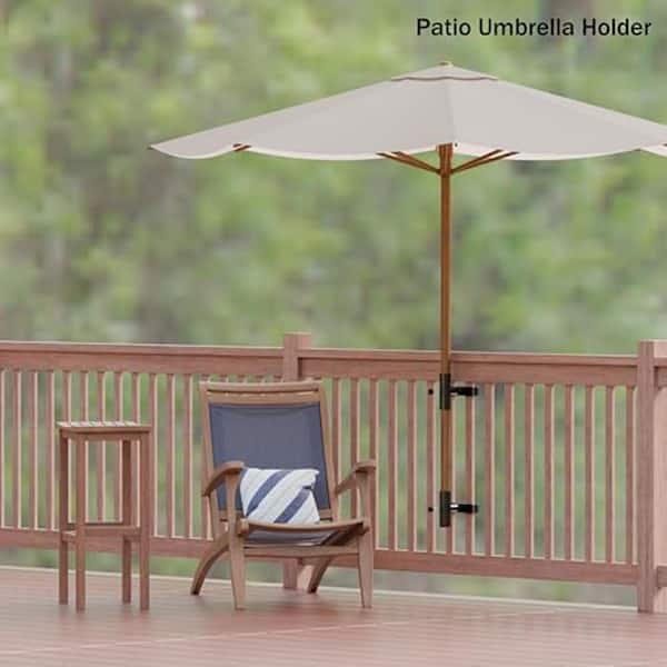 deck mount patio umbrella base SenQWFa 5.16 lb. Stainless Steel Patio Umbrella Base in Black Adjustable Clamp Outdoor Deck Railing Mount Stand