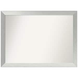 Brushed Sterling Silver 42 in. W x 31 in. H Rectangle Non-Beveled Wood Framed Wall Mirror in Silver