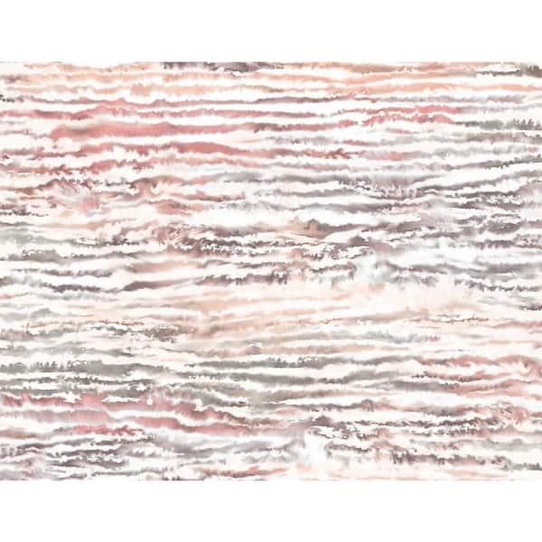 Seabrook Designs 60.75 sq. ft. Smoked Peach Watercolor Waves Paper Unpasted Wallpaper Roll