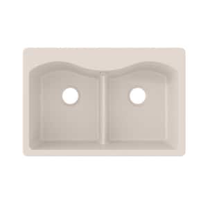 Quartz Classic  33in. Drop-in 2 Bowl  Putty Granite/Quartz Composite Sink Only and No Accessories