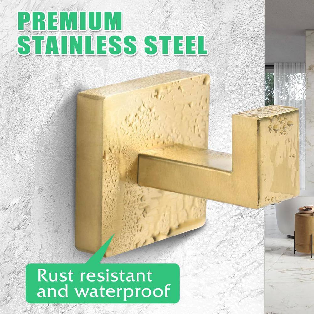 Brushed Gold Stainless Steel Wall Mounted J-Hook Set