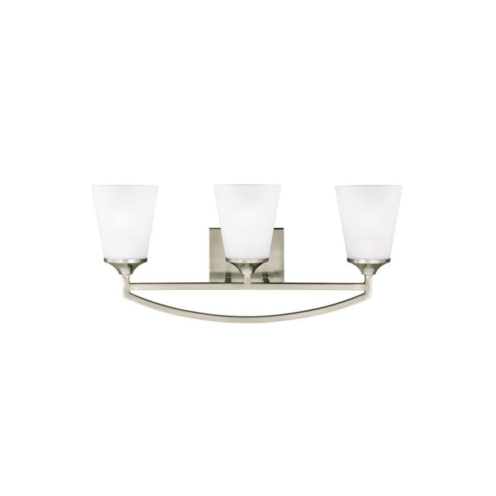 Elegant Brushed Nickel 3-Light Wall Sconce with Satin Etched Glass
