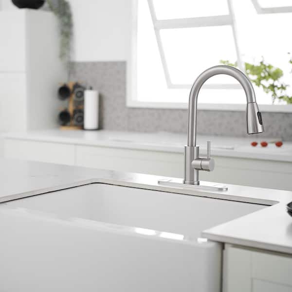 3-in-1 Kitchen Faucet With Drinking Water Filter - Pull Down Sprayer Brushed Nickel