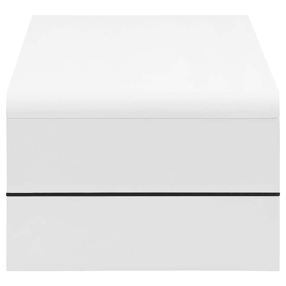 White High Gloss Rectangular Coffee Table with Glass Shelf