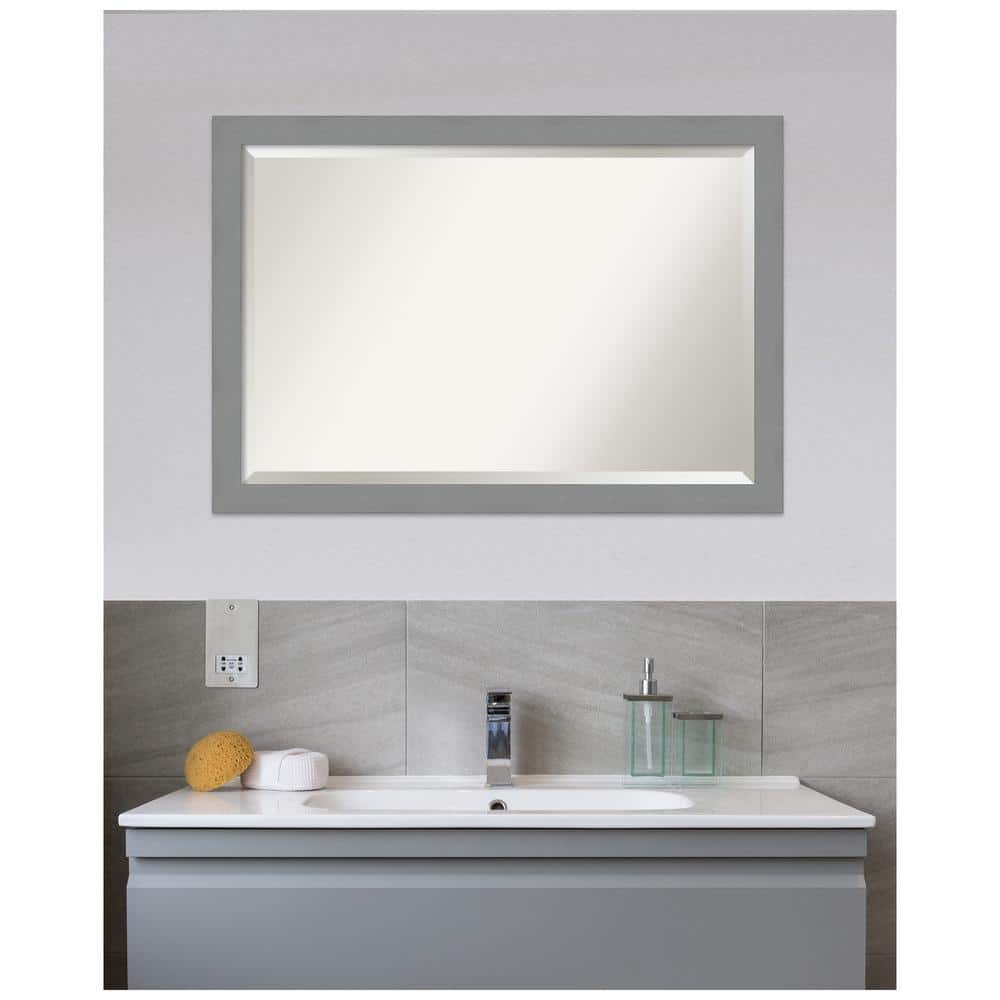 Elegant Brushed Nickel 39.5" x 27.5" Rectangular Vanity Mirror
