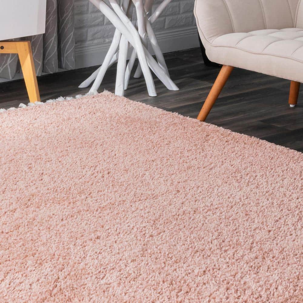 Plush Pink Braided Tassel Shag Rug 4' x 6' - Easy Care Synthetic