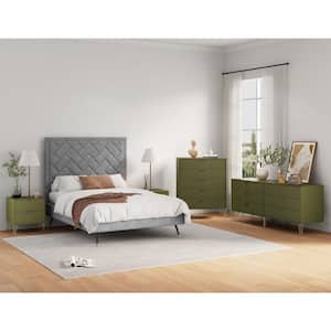 DUMBO Olive Green 3-Piece 2-Drawer 20.07 in. Nightstand, 5-Drawer 35.19 in. Chest and 6-Drawer 69.68 in. Dresser Set