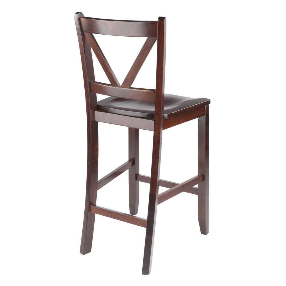 Winsome Walnut Mid-Century Modern V-Back Counter Stools, Set of 2