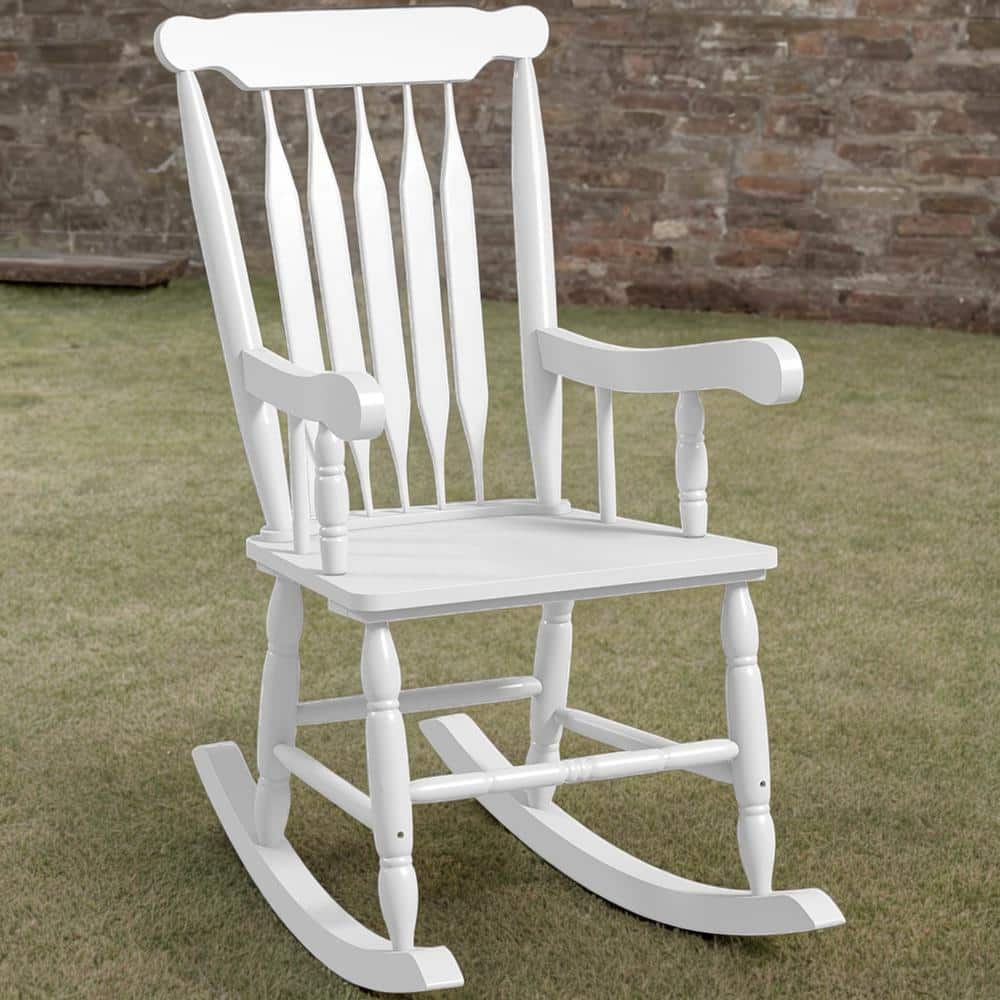 Wood Outdoor Rocking Chair . Porch Rocker with High Back for Garden, Patio,