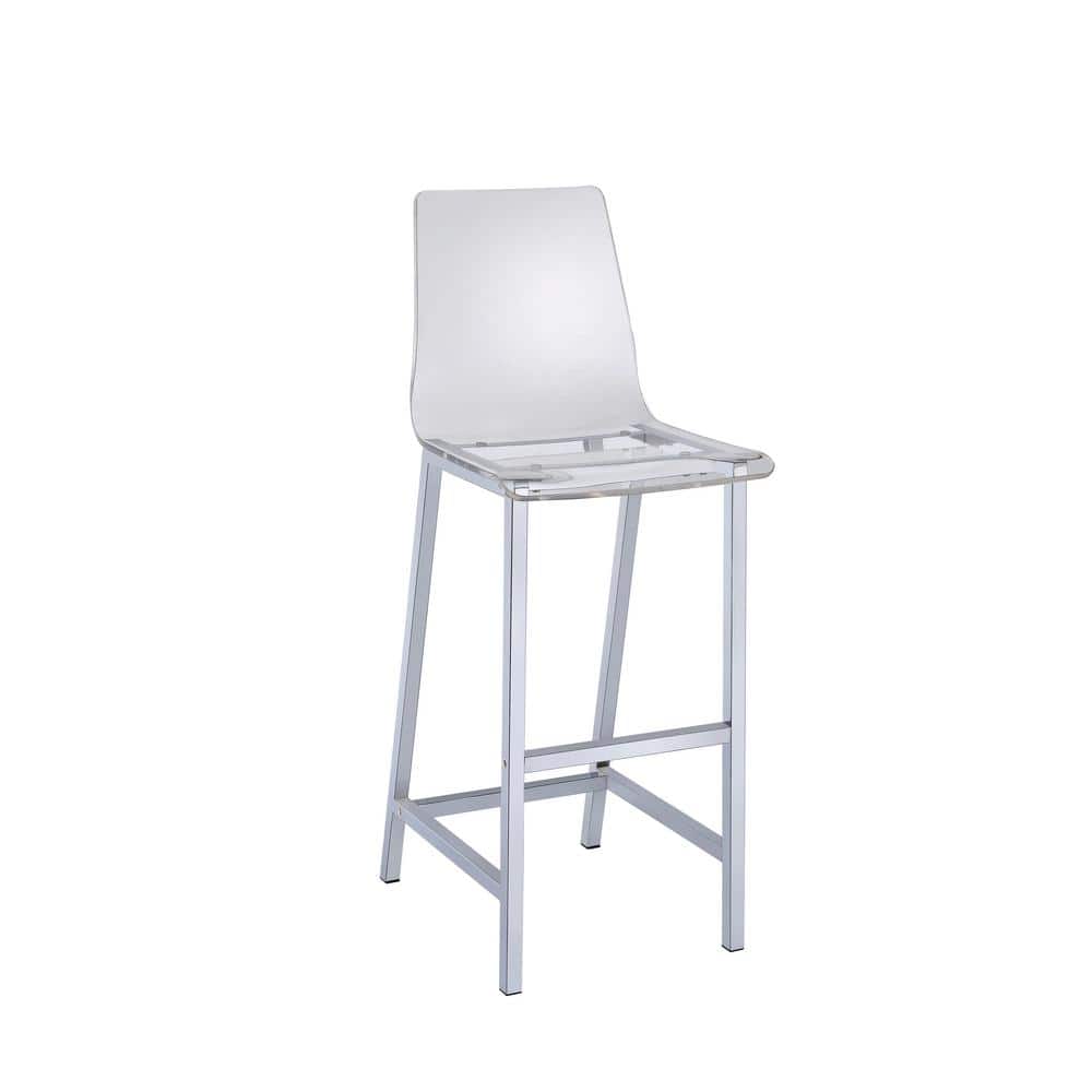 Clear Acrylic and Chrome 30" Modern Bar Stools, Set of 2