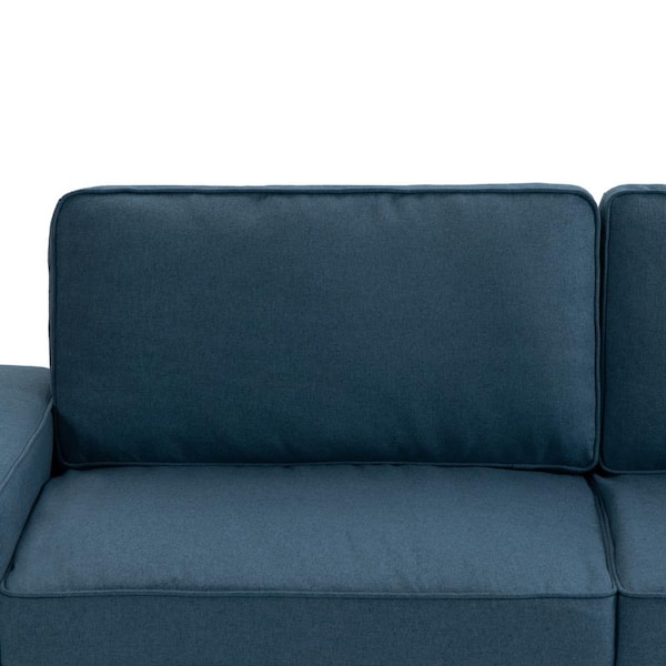 Uixe 79.8 in. Blue Linen Upholstered Square Arm 2-Seater