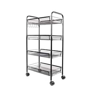 4-Tiers Iron Exquisite Honeycomb Net Storage Cart Rack Organizer Shelf ...