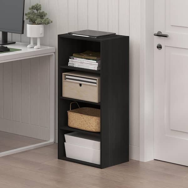 Basic 35.04 in. Tall Espresso Wood 4-Shelf Open Shelf Bookcase